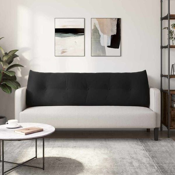 vidaXL Travesseiro para Costas Preto 160 x 24 x 50 cm Veludo