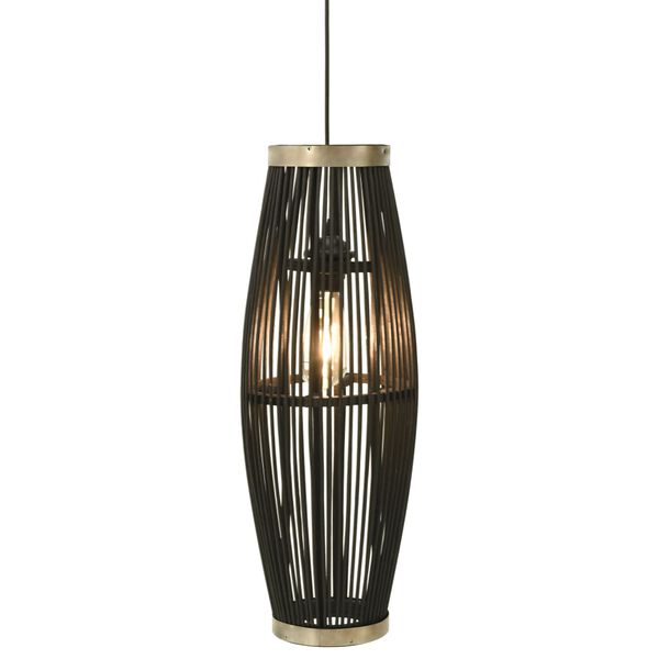 vidaXL Candeeiro suspenso oval 40 W 27x68 cm E27 salgueiro preto