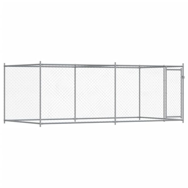 vidaXL Jaula para c&atilde;o com porta 4x2x1,5 m a&ccedil;o galvanizado cinzento