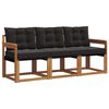 vidaXL Conjunto de Sof&aacute;s para Exterior 3 pcs Natural e Preto