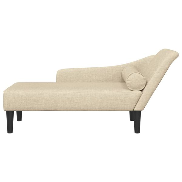 vidaXL Chaise lounge com almofadões tecido creme