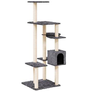 vidaXL &Aacute;rvore p/ gatos c/ postes arranhadores sisal 142cm cinza-escuro