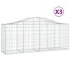 vidaXL Cestos gabi&atilde;o arqueados 3 pcs 200x50x80/100cm ferro galvanizado