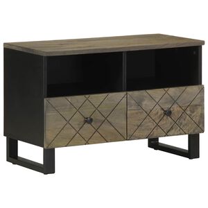 vidaXL M&oacute;vel de TV 70x33x46 cm madeira de mangueira maci&ccedil;a preto