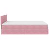 vidaXL Estrutura de cama otomana com colch&atilde;o 140x190 cm veludo rosa