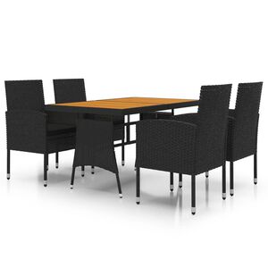 vidaXL 5 pcs Conjunto de jantar p/ exterior vime PE preto