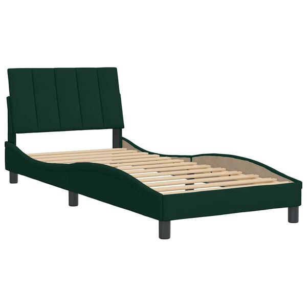 vidaXL Estrutura de cama sem colch&atilde;o Hanko 90x200 cm veludo verde-escuro