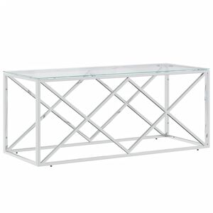 vidaXL Mesa de centro 110x45x45 cm a&ccedil;o inoxid&aacute;vel e vidro