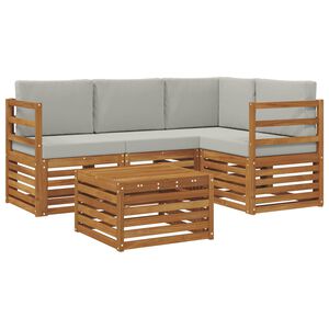 vidaXL Conjunto de Sof&aacute;s para Exterior 5 pcs Cinza Natural e Claro
