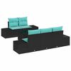 vidaXL Conjunto de Sof&aacute; de Jardim 6 unid. Preto e Turquesa vime PE
