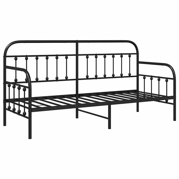 vidaXL Estrutura de cama de dia Preto 80 x 200 cm A&ccedil;o revestido a p&oacute;