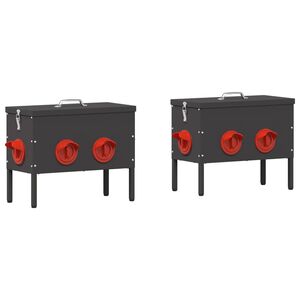 vidaXL Comedouro para galinha 2 pcs Preto 41,5 x 20,5 x 33 cm
