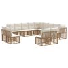 vidaXL Conjunto de Sof&aacute;s para Exterior Natural e Branco Creme