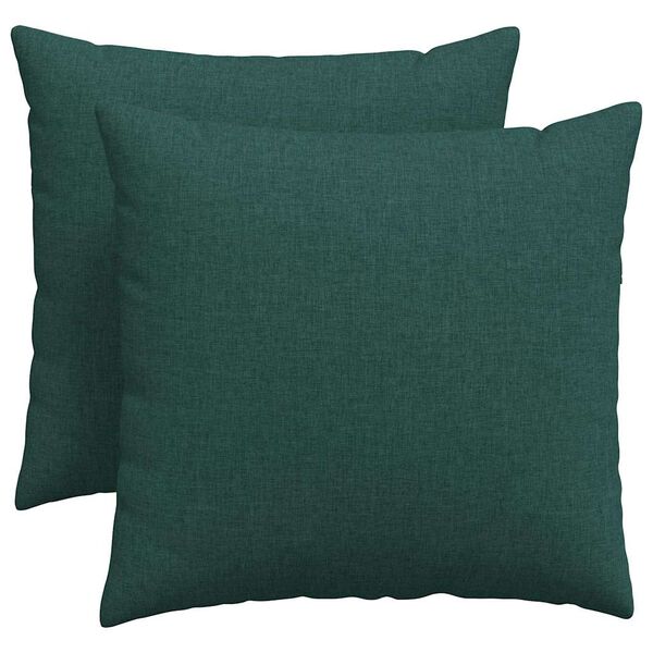 vidaXL Travesseiros de Sof&aacute; 2 pcs Verde Escuro 50 x 50 cm tecido