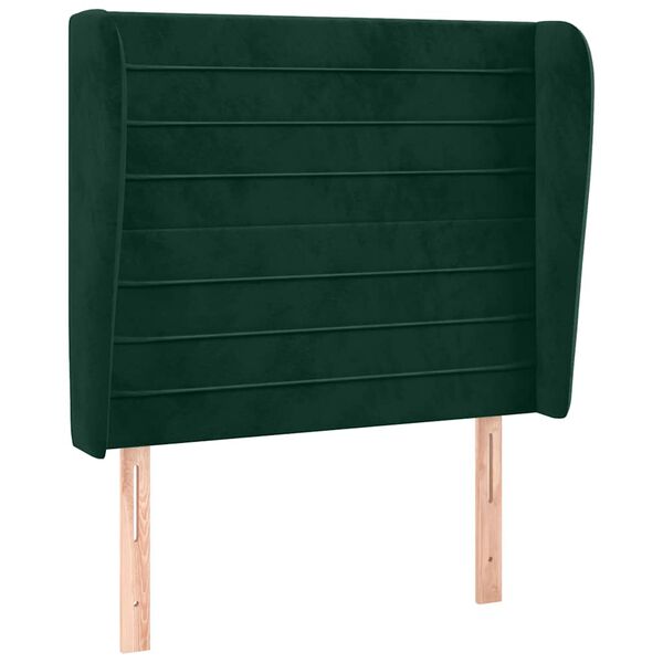 vidaXL Cabeceira cama c/ abas veludo 93x23x118/128 cm verde-escuro