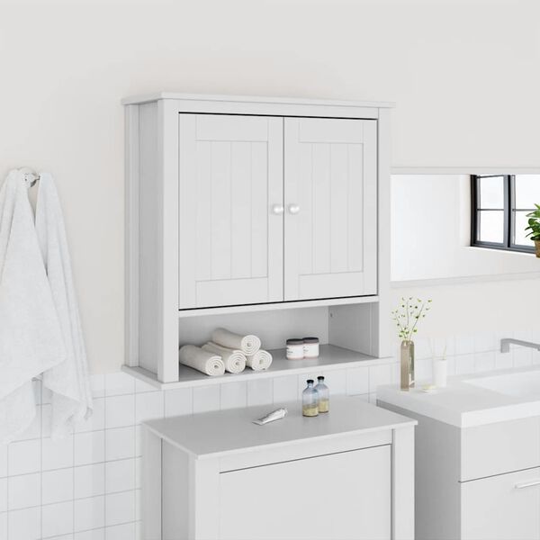 vidaXL M&oacute;vel de parede p/ WC BERG 69,5x27x71,5cm madeira maci&ccedil;a branco