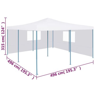 vidaXL Tenda dobrável com 2 paredes laterais 5x5 m branco