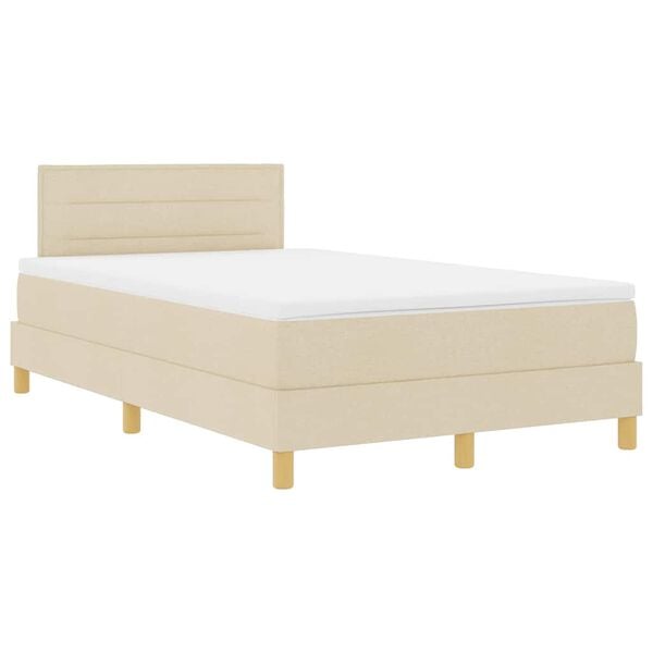 vidaXL Cama Box com colch&atilde;o com cabeceira Creme 120 x 200 cm tecido