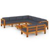 vidaXL 9 pcs conj. lounge de jardim c/ almofad&otilde;es cinza-escuro ac&aacute;cia