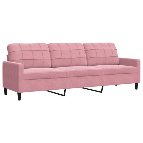 vidaXL Sof&aacute; de 3 lugares 210 cm veludo rosa