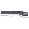 vidaXL 10 pcs conj. lounge de jardim c/ almofad&otilde;es pinho maci&ccedil;o branco
