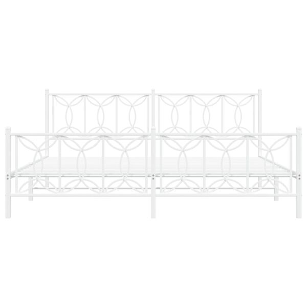 vidaXL Estrutura de cama com cabeceira e p&eacute;s 200x200 cm metal branco