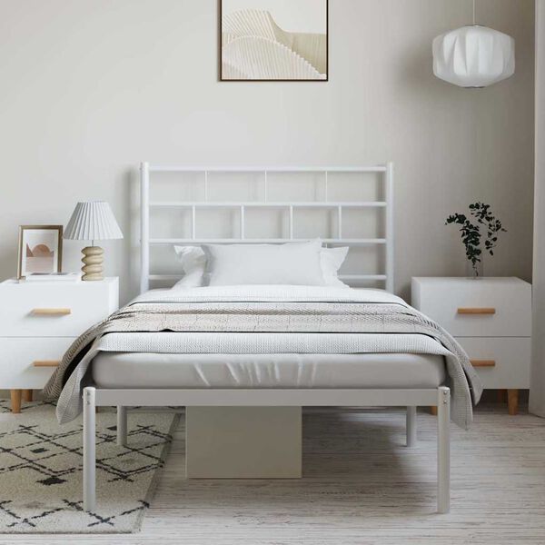 vidaXL Estrutura de cama com cabeceira 100x190 cm metal branco