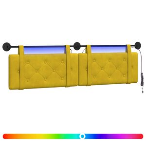 vidaXL Cabeceira suspensa Com luz LED Amarelo Veludo