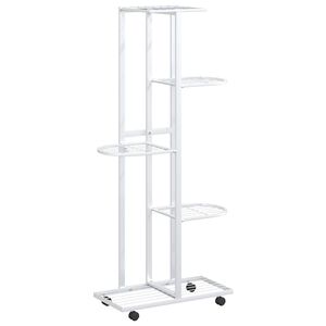 vidaXL Suporte vasos c/ 5 prateleiras e rodas 44x23x100cm ferro branco