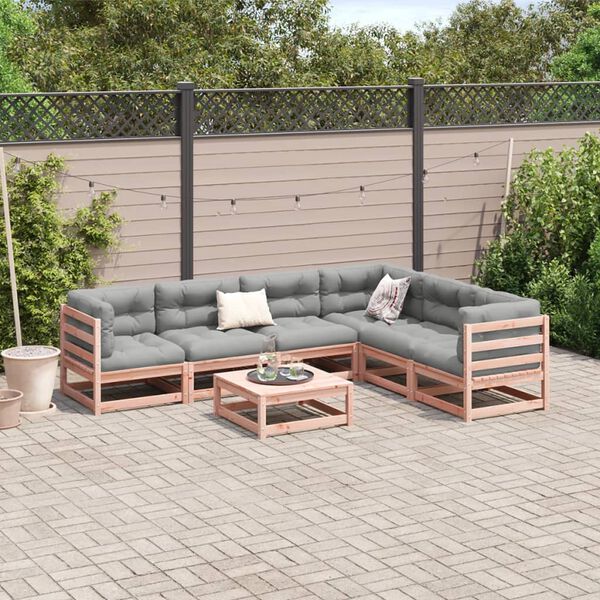 vidaXL 7 pcs conjunto sof&aacute;s jardim madeira abeto-de-douglas