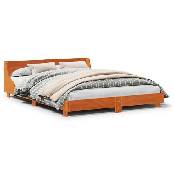 VidaXL Cama sem colchão 140x190 cm pinho maciço castanho-mel
