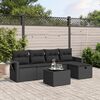 vidaXL 6 pcs conjunto sof&aacute;s de jardim c/ almofad&otilde;es vime PE preto