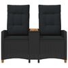 vidaXL Banco reclin&aacute;vel com mesa Preto 126 x 65 x 112 cm vime PE