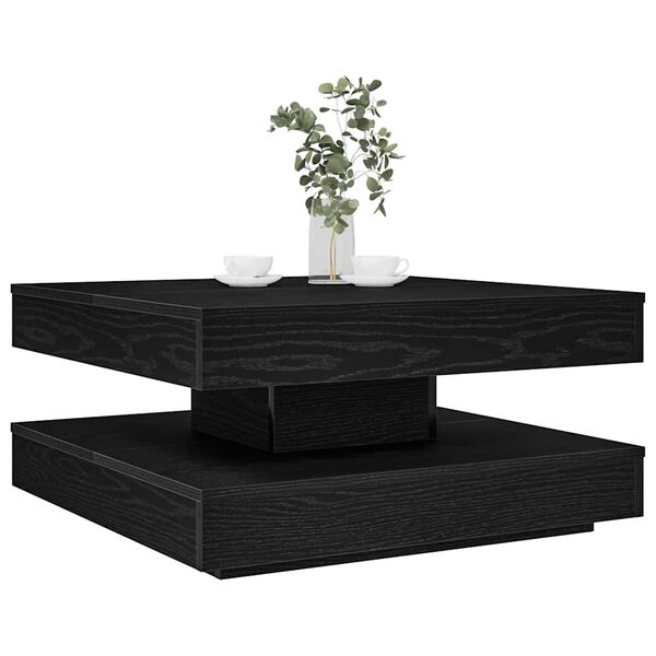 vidaXL Mesa de centro rotativa a 360 graus 70x70x34,5 cm preto