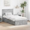 vidaXL Estrutura da Cama com gaveta Cinza Concreto e Prata 75 x 190 cm