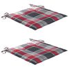 vidaXL Cadeiras de jardim c/ almofadões xadrez vermelho 2 pcs teca