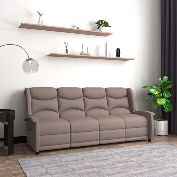 vidaXL Poltrona massagens 4 lug. reclina. microfibra cinza-acastanhado