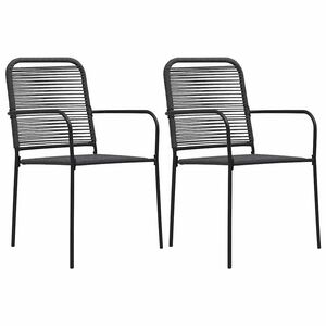 vidaXL Cadeiras de jardim 2 pcs corda de algod&atilde;o e a&ccedil;o preto