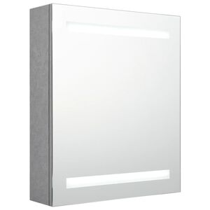 vidaXL Arm&aacute;rio espelhado casa de banho LED 50x14x60cm cinzento cimento