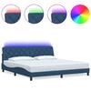 vidaXL Estrutura de cama com LED sem colch&atilde;o 200x200 cm tecido azul