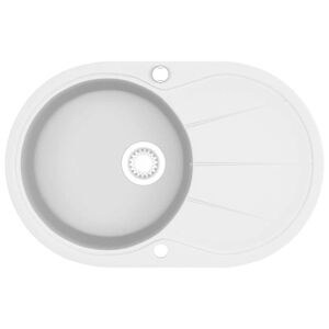 vidaXL Lava-lou&ccedil;a com 1 cuba oval granito branco