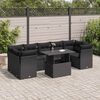vidaXL 8 pcs conjunto sof&aacute;s de jardim com almofad&otilde;es vime PE preto