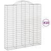 vidaXL Cestos gabi&atilde;o arqueados 10 pcs 200x50x220/240 ferro galvanizado