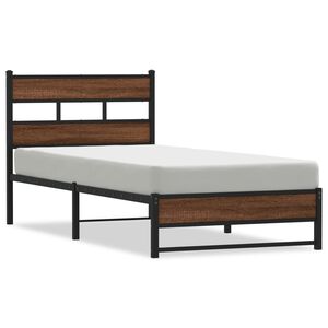 vidaXL Estrutura de cama sem colchão 80x200 cm metal carvalho castanho