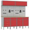 vidaXL Conjunto de Arm&aacute;rios de Trabalho com gaveta 10 unid. Vermelho