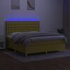 vidaXL Cama box spring c/ colch&atilde;o e LED 160x200 cm tecido verde