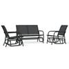 vidaXL 3 pcs conj. lounge oscilante para jardim textilene e a&ccedil;o preto