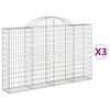 vidaXL Cestos gabião arqueados 3pcs 200x30x120/140cm ferro galvanizado