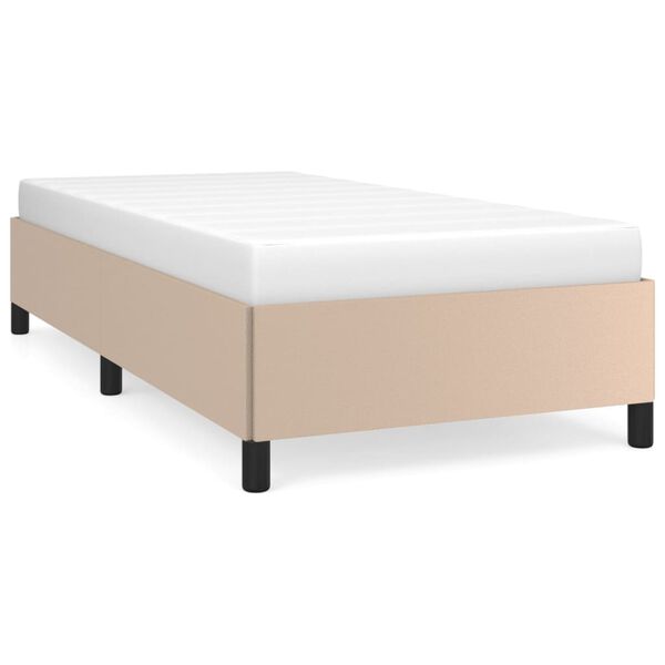 vidaXL Estrutura de cama 100x200 cm couro artificial cappuccino