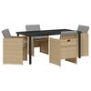 vidaXL Conjunto de Jantar para Jardim 5 pcs Bege vime PE